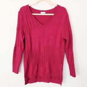 Sundance V-Neck Long Sleeve Dark Pink Sweater Size M